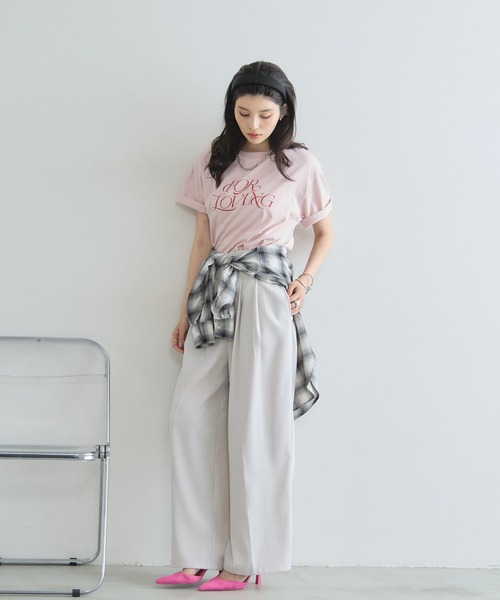 &. NOSTALGIA(アンドドットノスタルジア)の「【接触冷感・汗染み防止・UVカット】ロゴTシャツ(Tシャツ/カットソー・レディース・ピンク/ホワイト/グレイッシュベージュ・M)」の18枚目の写真
