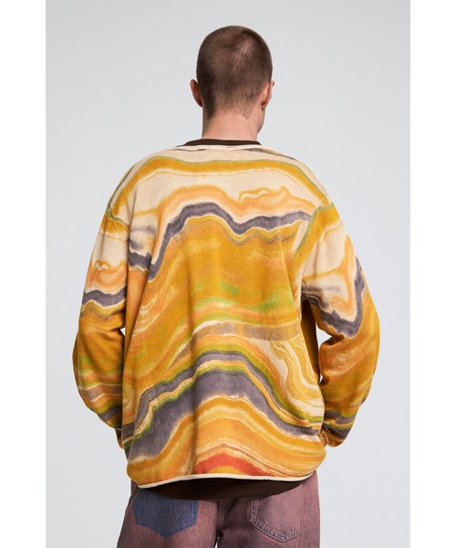 Desigual(デシグアル)の「マーブル ウェーブ プリント 長袖ニット【2026秋冬新作】(ニット/セーター・メンズ・イエロー・S/M)」の5枚目の写真