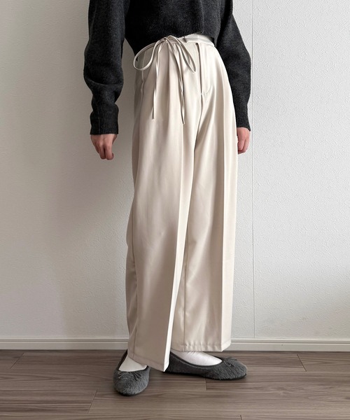 Cham.（チャム）の「ウエストリボンワイドパンツ（その他パンツ・レディース・ホワイト/ブラック/ブラウン・FREE）」の11枚目の写真