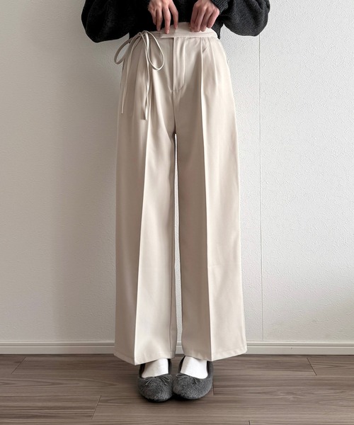 Cham.（チャム）の「ウエストリボンワイドパンツ（その他パンツ・レディース・ホワイト/ブラック/ブラウン・FREE）」の12枚目の写真
