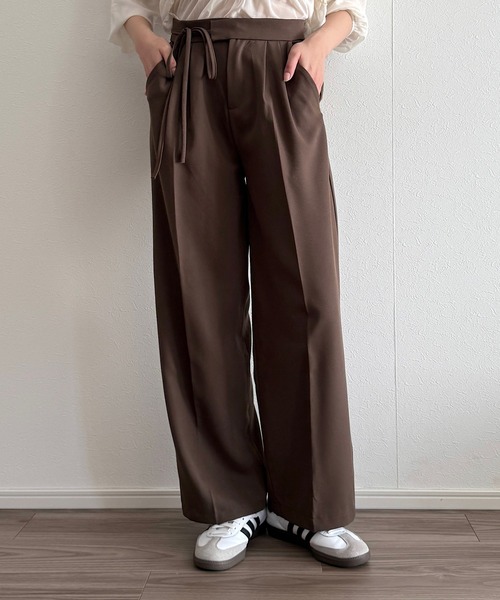 Cham.（チャム）の「ウエストリボンワイドパンツ（その他パンツ・レディース・ホワイト/ブラック/ブラウン・FREE）」の7枚目の写真