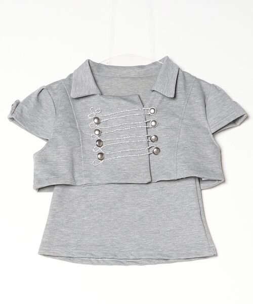 gossip!ロサンゼルス(ゴシップロサンゼルス)の「【Y2Kガーリー】 ナポレオン ロイヤル 襟カラー トップス(Tシャツ/カットソー・レディース・グレー・M/L/S)」の4枚目の写真