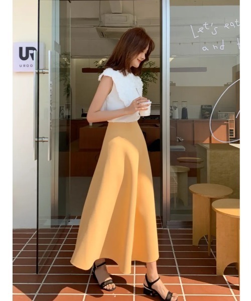 BIRTHDAY BASH(バースデイバッシュ)の「A LINE BONDING SKIRT LONG(Aラインボンディングスカートロング)(スカート・レディース・イエロー・LARGE/MEDIUM/SMALL)」の2枚目の写真