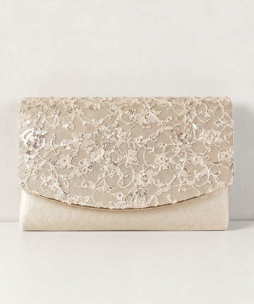 Kana(カナ)の「スパンコール繊細刺繍レースクラッチバッグ 結婚式 お呼ばれ オケージョン(クラッチバッグ・レディース・ベージュ/ブラック/シルバー・フリー)」の5枚目の写真