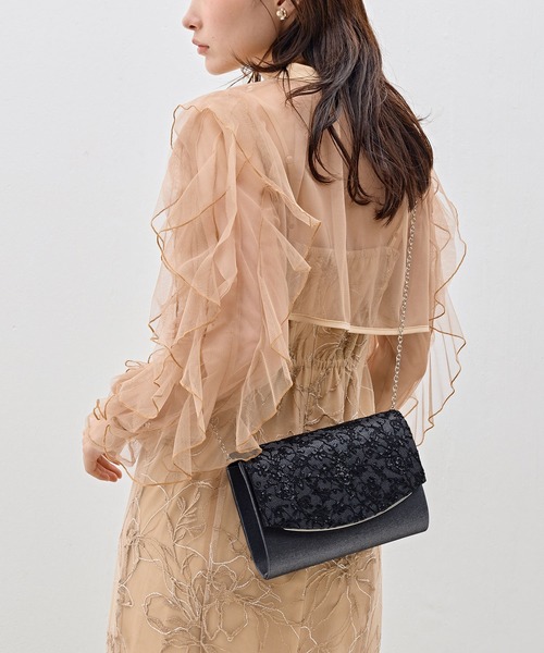 Kana(カナ)の「スパンコール繊細刺繍レースクラッチバッグ 結婚式 お呼ばれ オケージョン(クラッチバッグ・レディース・ベージュ/ブラック/シルバー・フリー)」の9枚目の写真