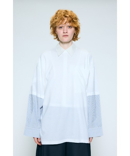 nagonstans（ナゴンスタンス）の「flowline shirt（シャツ/ブラウス・レディース・ホワイト/ライトブルー/ブラック・MEDIUM）」の4枚目の写真