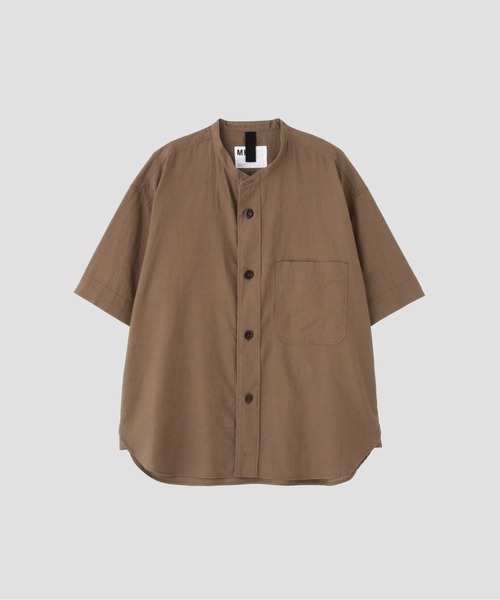 MHL.(エムエイチエル)の「SURFACE DYED COTTON LINEN(シャツ/ブラウス・メンズ・インディゴブルー/ライトブラウン・LARGE/MEDIUM/SMALL)」の1枚目の写真