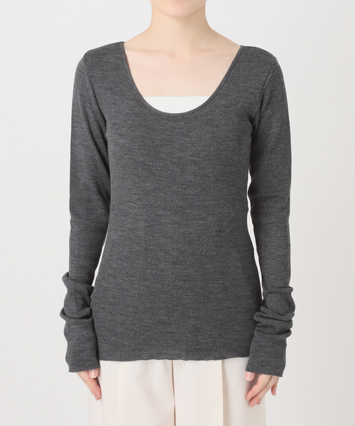 Noble（ノーブル）の「ウールテレコニュアンスネックプルオーバー（Tシャツ/カットソー・レディース・ホワイト系その他/ラベンダー/チャコールグレー・FREE）」の17枚目の写真