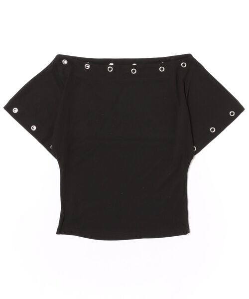 MEMECLE(メメクル)の「【 MEMECLE / メメクル 】アイレット ワンショルダー半袖トップス(Tシャツ/カットソー・レディース・ブラック/ホワイト/グレー・FREE)」の16枚目の写真