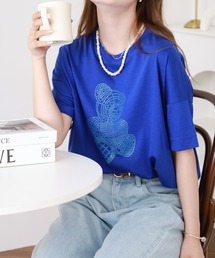 BRODIAEA テディベアラインストーンデザインTシャツ 半袖