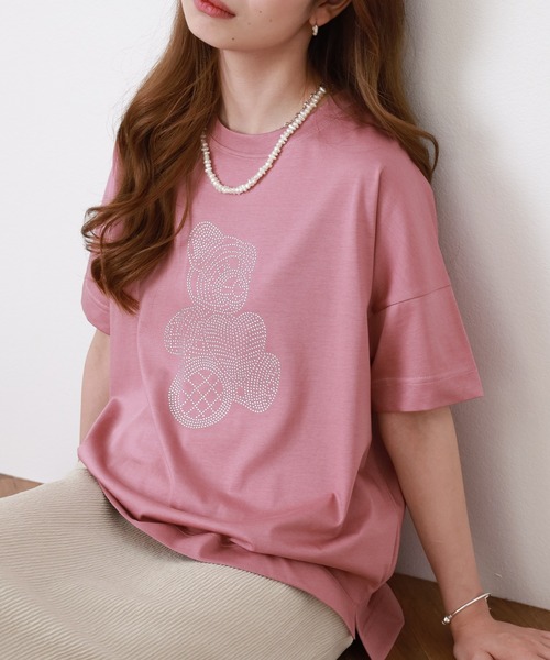 BRODIAEA(ブローディア)の「BRODIAEA テディベアラインストーンデザインTシャツ 半袖(Tシャツ/カットソー・レディース・ピンク/ロイヤルブルー/オフホワイト/ブラック・40)」の10枚目の写真