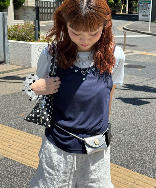 CIAOPANIC(チャオパニック)の「蝶々ボタンタンクレイヤードTee(Tシャツ/カットソー・レディース・ミント/レッド/ネイビー・ONE SIZE)」の12枚目の写真