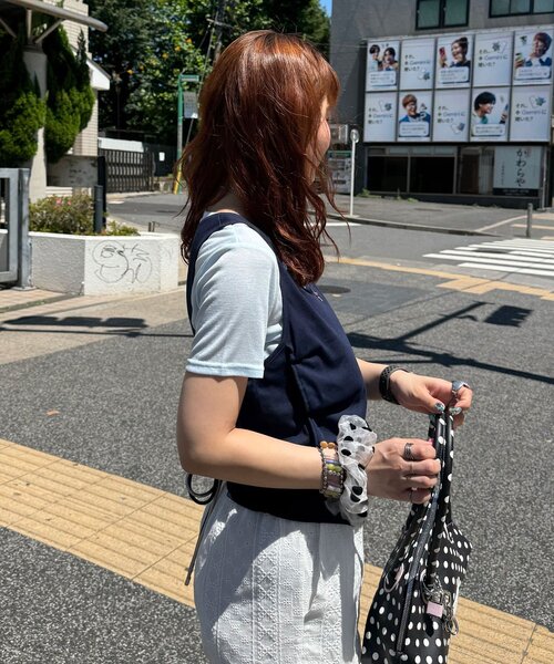 CIAOPANIC(チャオパニック)の「蝶々ボタンタンクレイヤードTee(Tシャツ/カットソー・レディース・ミント/レッド/ネイビー・ONE SIZE)」の13枚目の写真