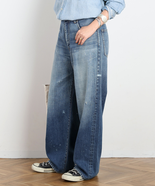 DENIM DELIGHT DAYS （デニム デライト デイズ）の「【DENIM DELIGHT DAYS】Selvedge wide jeans（デニムパンツ・レディース・ライトブルー・34/40/38/36）」の2枚目の写真