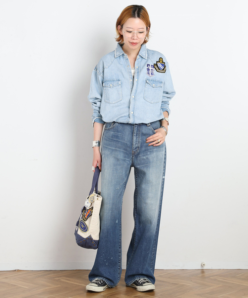 DENIM DELIGHT DAYS （デニム デライト デイズ）の「【DENIM DELIGHT DAYS】Selvedge wide jeans（デニムパンツ・レディース・ライトブルー・34/40/38/36）」の4枚目の写真