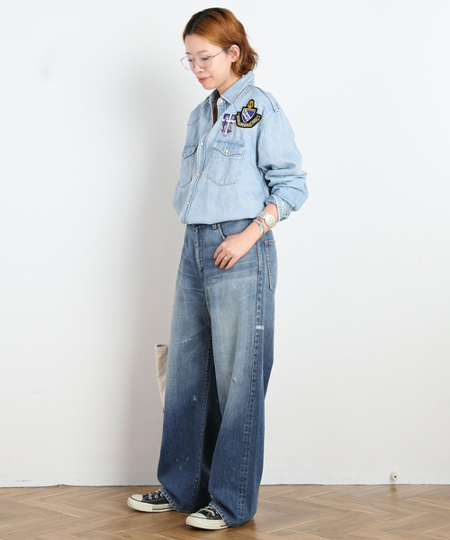 DENIM DELIGHT DAYS （デニム デライト デイズ）の「【DENIM DELIGHT DAYS】Selvedge wide jeans（デニムパンツ・レディース・ライトブルー・34/40/38/36）」の5枚目の写真