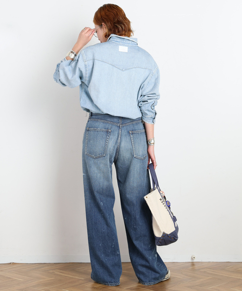 DENIM DELIGHT DAYS （デニム デライト デイズ）の「【DENIM DELIGHT DAYS】Selvedge wide jeans（デニムパンツ・レディース・ライトブルー・34/40/38/36）」の6枚目の写真