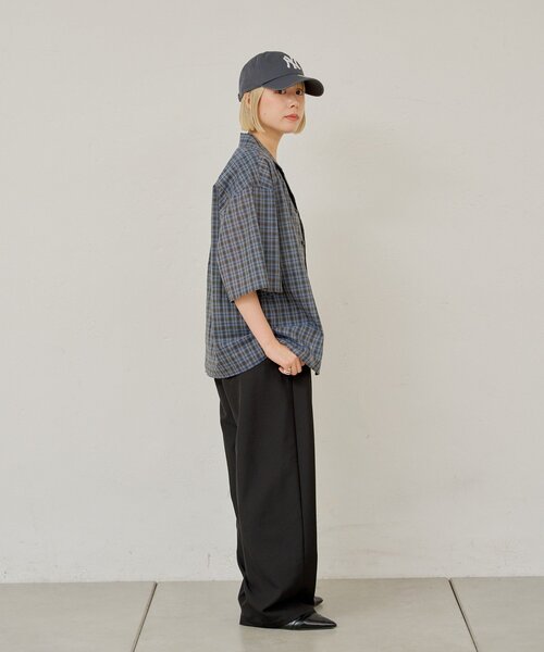 WHIMSIC(ウィムジック)の「【UNISEX】シアチェックオープンカラーシャツ(シャツ/ブラウス・メンズ・ブラック/ネイビー・FREE)」の18枚目の写真
