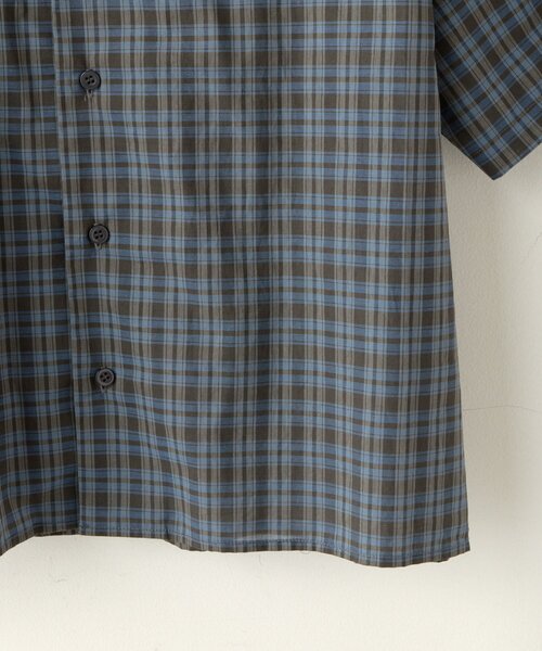 WHIMSIC(ウィムジック)の「【UNISEX】シアチェックオープンカラーシャツ(シャツ/ブラウス・メンズ・ブラック/ネイビー・FREE)」の6枚目の写真