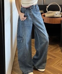 カーゴポケットワイドデニムパンツ