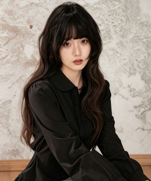 GEMEDA(ジェメダ)の「フリルヘム レトロガーリー 長袖ブラウス(シャツ/ブラウス・レディース・ブラック/ピンク・M)」の11枚目の写真