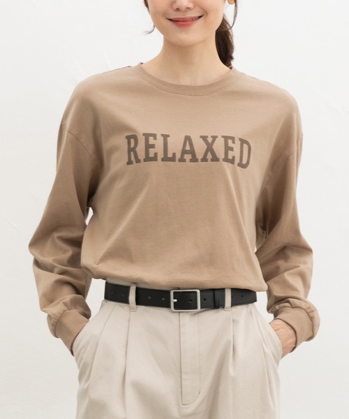 Honeys（ハニーズ）の「ロゴゆるチュニックＴ（Tシャツ/カットソー・レディース・ダークブルー/ブラック/オートミール/ヘザーチャコール/ベージュ・S/M/L）」の4枚目の写真