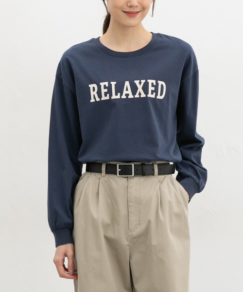 Honeys（ハニーズ）の「ロゴゆるチュニックＴ（Tシャツ/カットソー・レディース・ダークブルー/ブラック/オートミール/ヘザーチャコール/ベージュ・S/M/L）」の5枚目の写真