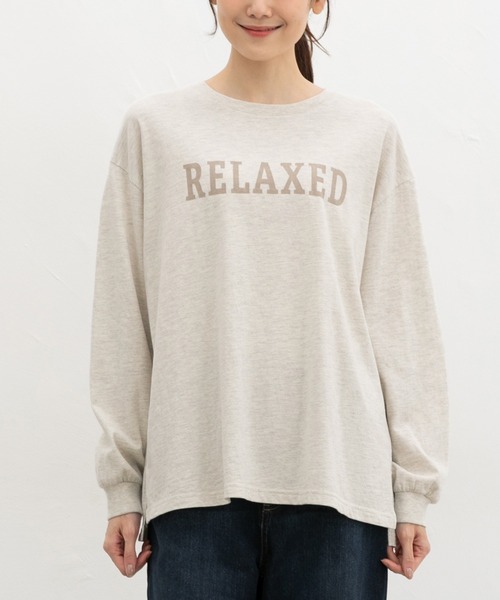 Honeys（ハニーズ）の「ロゴゆるチュニックＴ（Tシャツ/カットソー・レディース・ダークブルー/ブラック/オートミール/ヘザーチャコール/ベージュ・S/M/L）」の6枚目の写真