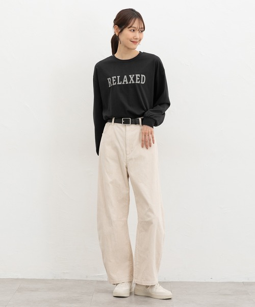 Honeys（ハニーズ）の「ロゴゆるチュニックＴ（Tシャツ/カットソー・レディース・ダークブルー/ブラック/オートミール/ヘザーチャコール/ベージュ・S/M/L）」の7枚目の写真
