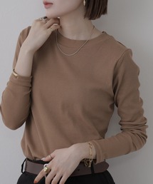 リブクルーネック長袖Tシャツ