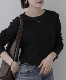 リブクルーネック長袖Tシャツ