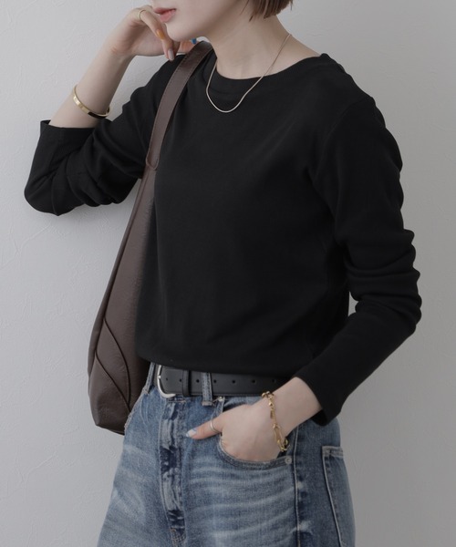 FUNALIVE(ファンアライブ)の「リブクルーネック長袖Tシャツ(Tシャツ/カットソー・レディース・オフホワイト/ベージュ/ブラック・LL/M/L/3L/4L)」の10枚目の写真