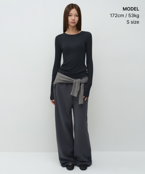 MUSINSA STANDARD WOMAN（ムシンサスタンダードウーマン）の「ウィメンズソフトリブ長袖Tシャツ[ダークネイビー]（Tシャツ/カットソー・レディース・その他・X-SMALL/SMALL/MEDIUM/LARGE）」の2枚目の写真