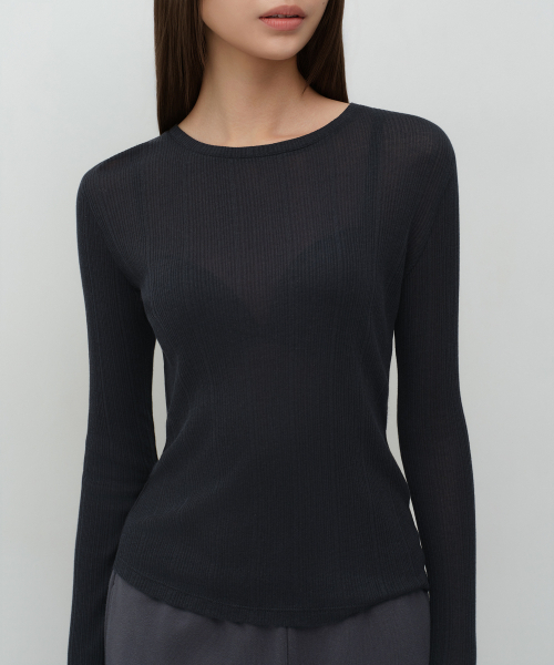 MUSINSA STANDARD WOMAN（ムシンサスタンダードウーマン）の「ウィメンズソフトリブ長袖Tシャツ[ダークネイビー]（Tシャツ/カットソー・レディース・その他・X-SMALL/SMALL/MEDIUM/LARGE）」の4枚目の写真