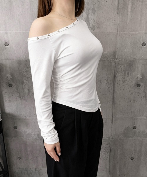 Miniministore（ミニミニストア）の「オフショルtシャツ長袖 レディース 春秋（Tシャツ/カットソー・レディース・ホワイト/ブラック・FREE）」の9枚目の写真