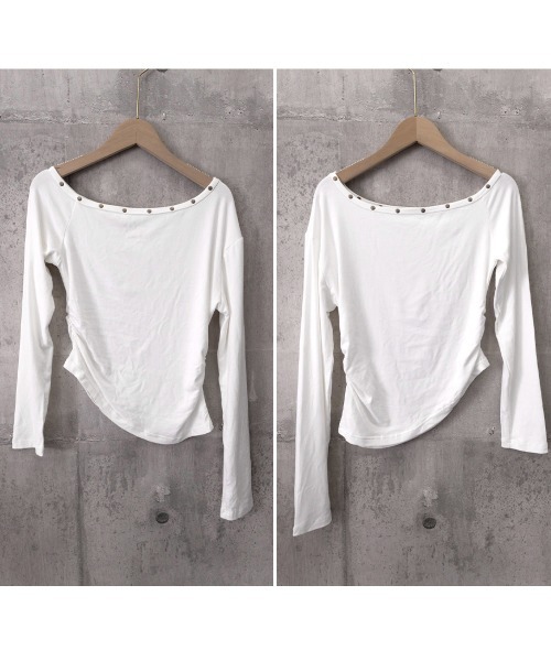 Miniministore（ミニミニストア）の「オフショルtシャツ長袖 レディース 春秋（Tシャツ/カットソー・レディース・ホワイト/ブラック・FREE）」の3枚目の写真