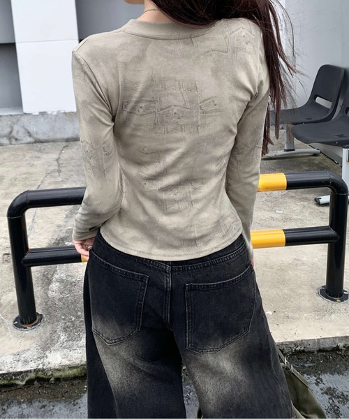 Sibra(シブラ)の「【秋冬新作】スタッズジップデザイン長袖トップス(Tシャツ/カットソー・レディース・ブラック/グレー/カーキ/ブラウン・M)」の18枚目の写真
