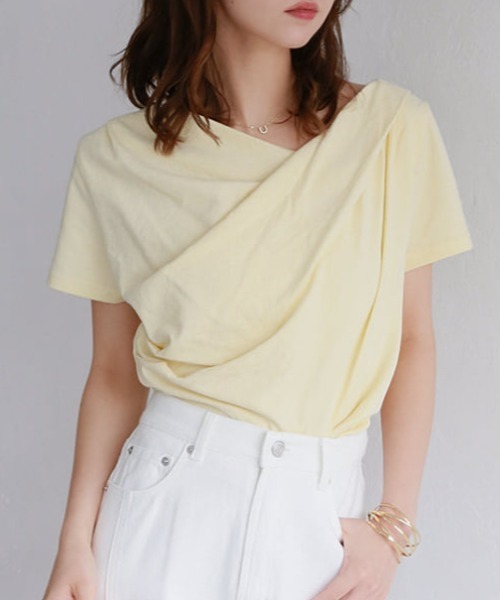 fifth(フィフス)の「2wayドレープTシャツ(Tシャツ/カットソー・レディース・イエロー/ホワイト/ブラック・M)」の1枚目の写真