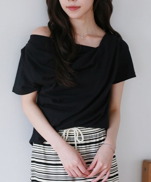 fifth(フィフス)の「2wayドレープTシャツ(Tシャツ/カットソー・レディース・イエロー/ホワイト/ブラック・M)」の3枚目の写真