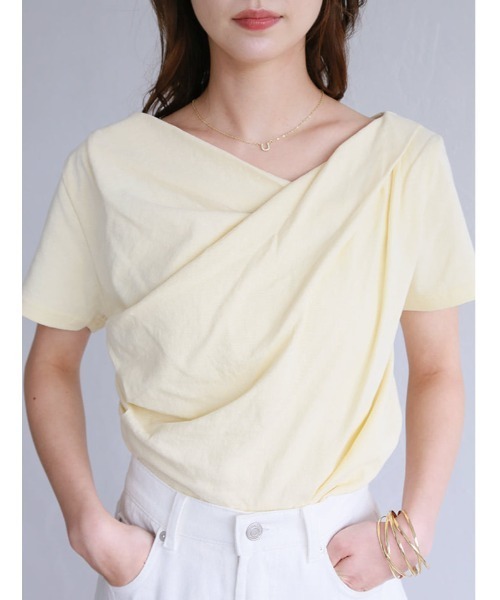fifth(フィフス)の「2wayドレープTシャツ(Tシャツ/カットソー・レディース・イエロー/ホワイト/ブラック・M)」の4枚目の写真