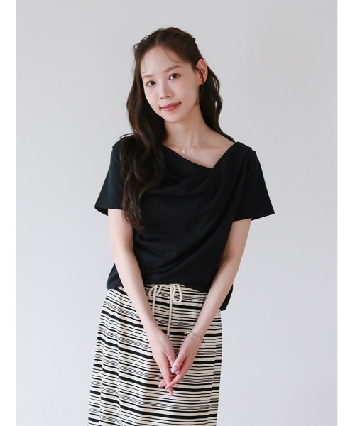 fifth(フィフス)の「2wayドレープTシャツ(Tシャツ/カットソー・レディース・イエロー/ホワイト/ブラック・M)」の7枚目の写真
