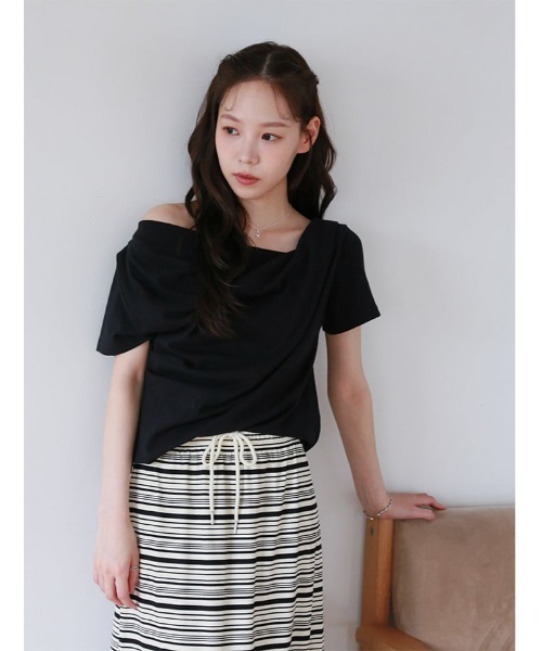 fifth(フィフス)の「2wayドレープTシャツ(Tシャツ/カットソー・レディース・イエロー/ホワイト/ブラック・M)」の8枚目の写真