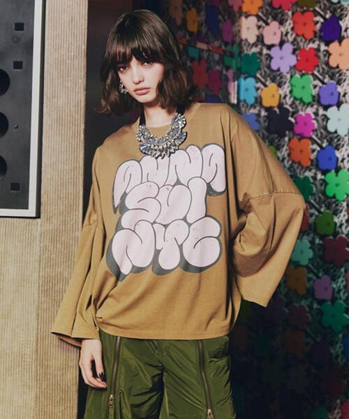 anna sui nyc(アナ スイ エヌ ワイ シー)の「anna sui nyc/アナ スイ エヌワイシー/GRAFFITI BIG Tシャツ(Tシャツ/カットソー・レディース・ベージュ/ブラック/ミント・F)」の1枚目の写真