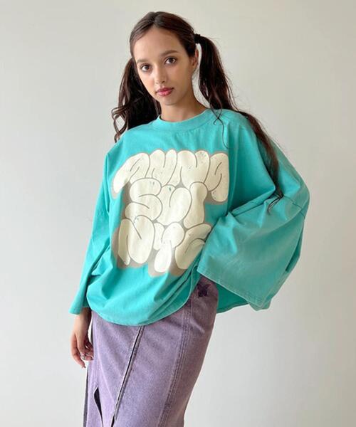 anna sui nyc(アナ スイ エヌ ワイ シー)の「anna sui nyc/アナ スイ エヌワイシー/GRAFFITI BIG Tシャツ(Tシャツ/カットソー・レディース・ベージュ/ブラック/ミント・F)」の3枚目の写真