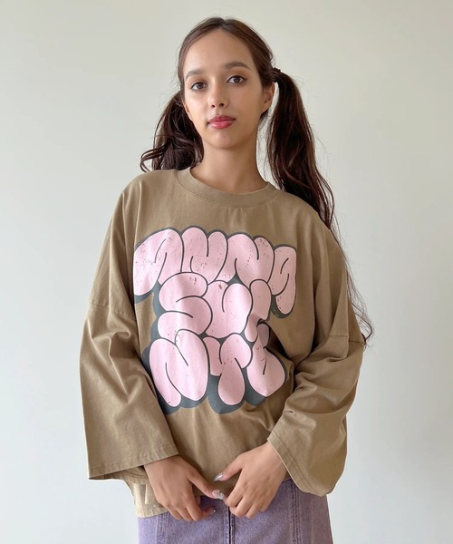 anna sui nyc(アナ スイ エヌ ワイ シー)の「anna sui nyc/アナ スイ エヌワイシー/GRAFFITI BIG Tシャツ(Tシャツ/カットソー・レディース・ベージュ/ブラック/ミント・F)」の7枚目の写真