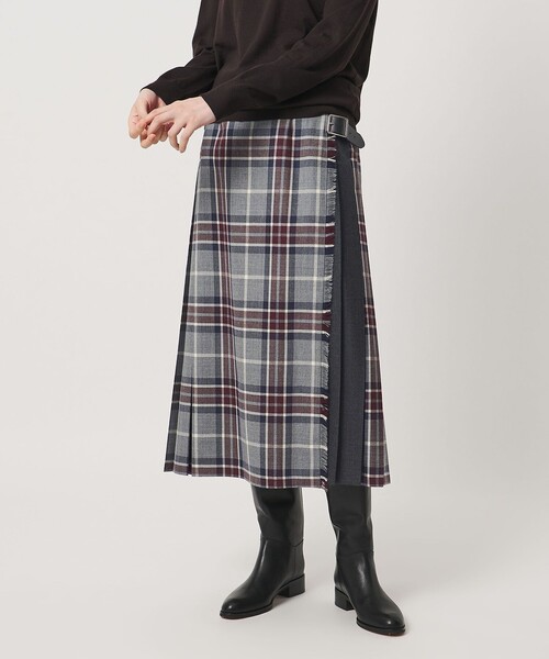 O'NEIL of DUBLIN(オニールオブダブリン)の「【別注】<O'NEIL of DUBLIN>コンビ チェック プリーツスカート(スカート・レディース・ライトグレー/ダークグレー・12/10/8)」の2枚目の写真