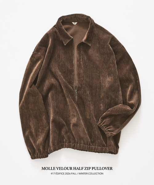 417 EDIFICE（フォーワンセブンエディフィス）の「モールベロア ハーフジッププルオーバー（Tシャツ/カットソー・メンズ・チャコールグレー/ブラック/チョコ・MEDIUM/LARGE）」の3枚目の写真