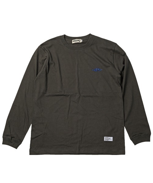 CAMPFREE（キャンプフリー）の「[キャンプフリー] CAMPFREE 5.6オンス コットン100% ワンポイント刺繍 クルーネック 長袖Tシャツ（Tシャツ/カットソー・メンズ・スミクロ/ライトオリーブ/サンドベージュ/グレー/ネイビー・S/M/L/XXL/XS/XL）」の2枚目の写真