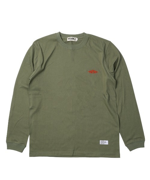 CAMPFREE（キャンプフリー）の「[キャンプフリー] CAMPFREE 5.6オンス コットン100% ワンポイント刺繍 クルーネック 長袖Tシャツ（Tシャツ/カットソー・メンズ・スミクロ/ライトオリーブ/サンドベージュ/グレー/ネイビー・S/M/L/XXL/XS/XL）」の4枚目の写真