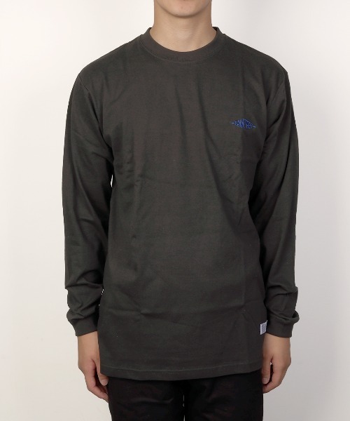 CAMPFREE（キャンプフリー）の「[キャンプフリー] CAMPFREE 5.6オンス コットン100% ワンポイント刺繍 クルーネック 長袖Tシャツ（Tシャツ/カットソー・メンズ・スミクロ/ライトオリーブ/サンドベージュ/グレー/ネイビー・S/M/L/XXL/XS/XL）」の6枚目の写真